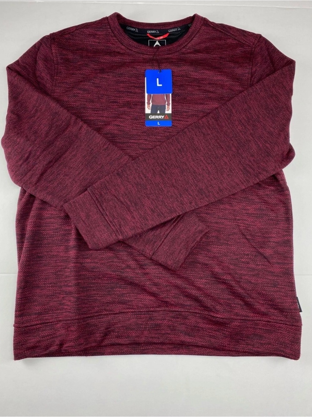 GERRY Men’s Heathered Burgundy Fleece Lined Crewneck Oullover sz. LG